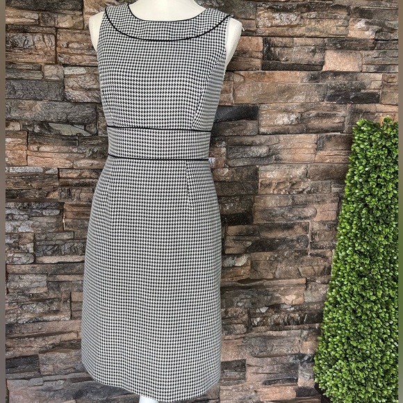 Black and White Sheath Midi Dress with Bateau Neckline - Picture 1 of 16